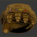 Golden Infinity Gauntlet Sculpture With Colorful Gems And Intricate Carved Details