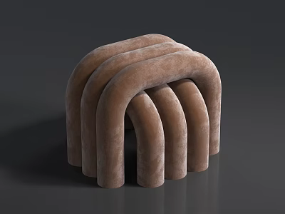 Modern Brown Velvet Sofa Stool With Curved Arched Structure And Contemporary Design 3d model