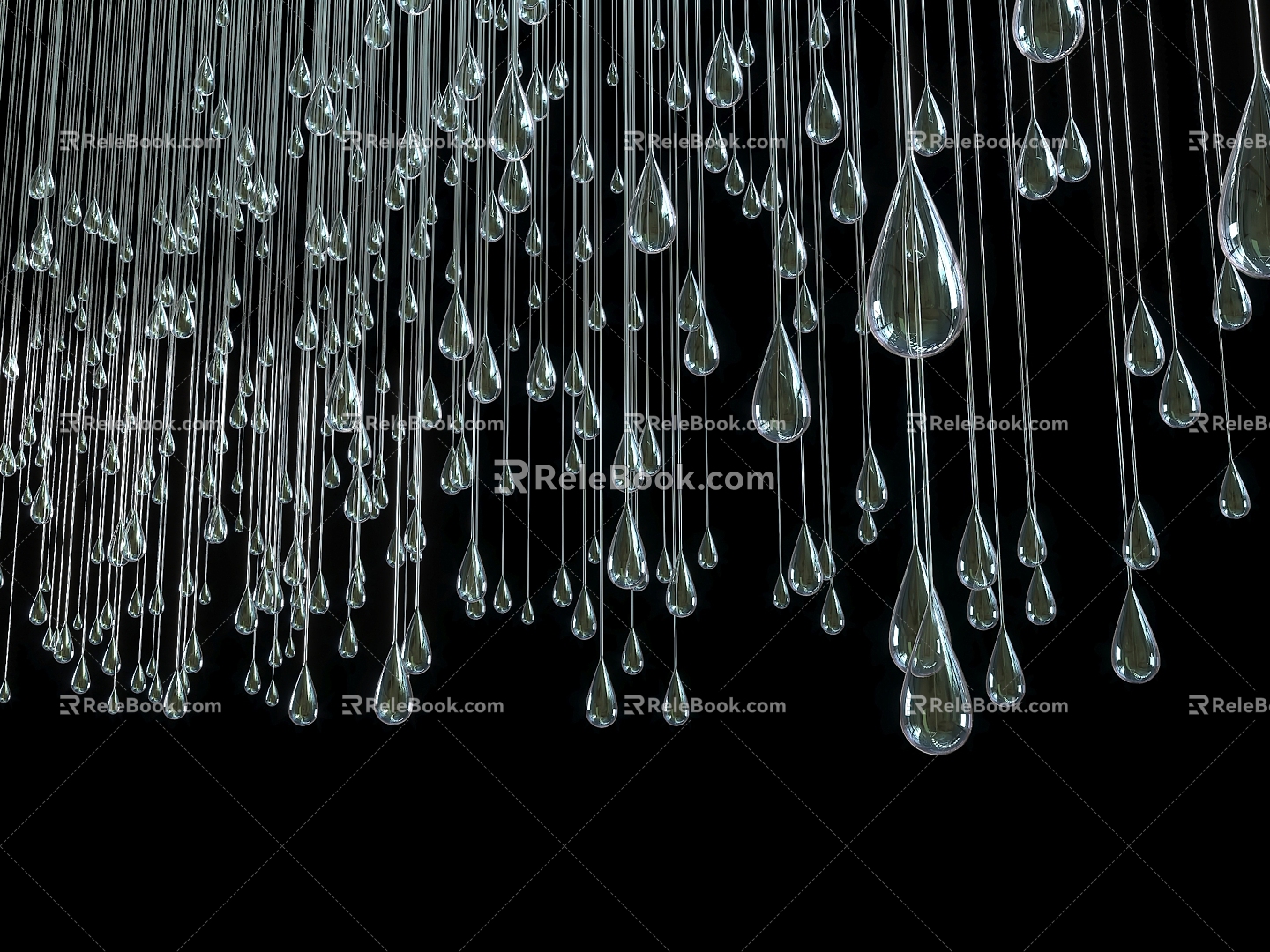 Water Drop Chandelier Fiber Light Fiber Light Atmosphere Light Star Light Linear Light 3d model