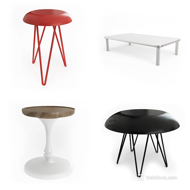 Stylish Modern Stools with Various Designs Colors and Materials for Interior Decor 3d model