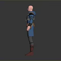 Detailed 3D Male Character Model With Blue Top Gray Pants And Red Boots