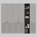 Modern Light Gray Wardrobe With Shutter Doors And Storage Shelves Interior Design 3d model
