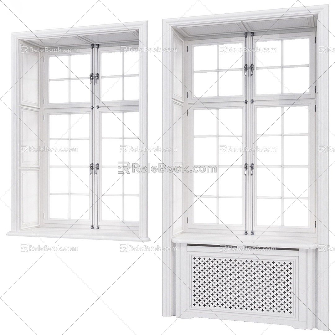 Window Hardware Window Simple Home Furniture Door and Window Glass Window 3d model