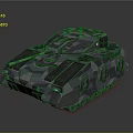3D Rendered Futuristic Armored Tank With Camouflage Pattern And Blue Accent Lights