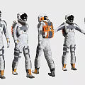 Men In Astronaut Spacesuits Showing Various Poses And Different Designs