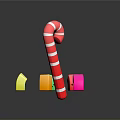 Colorful Candy Cane With Smiley Square Blocks On Brown Base 3d model