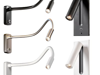 Contemporary Adjustable Arm Wall Lamps With Black White Metal Finishes And Modern Design 3d model