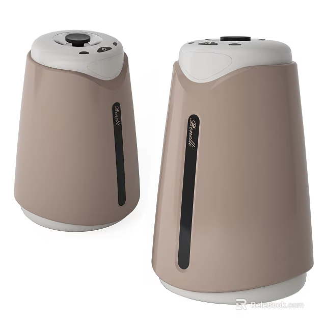 Two Sleek Beige Daily Use Electrical Appliances With White Top And Black Strips 3d model 