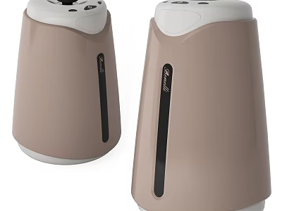 Two Sleek Beige Daily Use Electrical Appliances With White Top And Black Strips 3d model