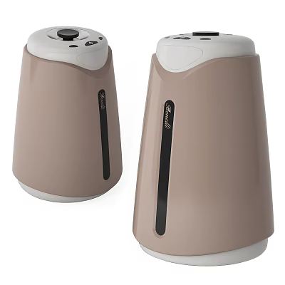 Two Sleek Beige Daily Use Electrical Appliances With White Top And Black Strips 3d model