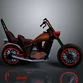 Custom Vintage Motorcycle With Black Red Body Twin Seat And Spoked Wheels Design