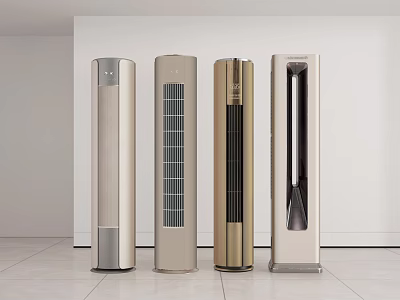Sleek Modern Tower Air Conditioner Fans In Four Different Colors For Home Interior 3d model
