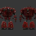 Two Red Robotic Characters With Detailed Mechanical Structure And Armor Design