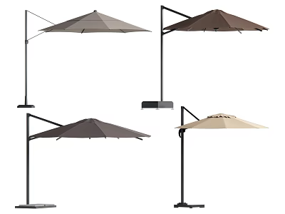 Different Colored Cantilever Outdoor Umbrellas With Standing Base For Patio Use 3d model