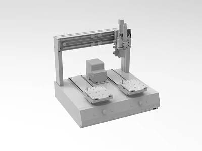 Industrial Robotic Arm Equipment With Precision Dual Platforms And Automated Worktable 3d model