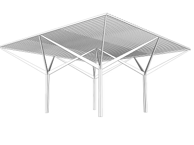 Modern Outdoor Pergola With Metal Frame Grid Roof And Supporting Columns 3d model