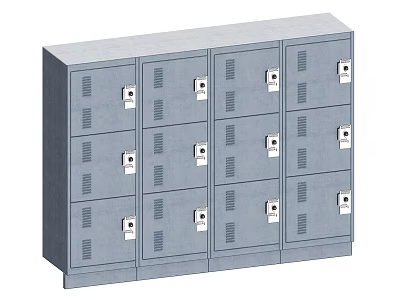 Gray Metal Lockers With Multiple Doors And Secure Storage Compartments 3d model