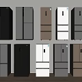 Various Modern Refrigerator Styles In Different Colors For Home 3d model