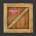 Wooden Crate With Fragile Label And Diagonal Reinforced Wooden Straps For Packaging