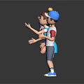 Animated Game Movie Characters With Six Different Hairstyles And Outfits On Black Background With Reflections