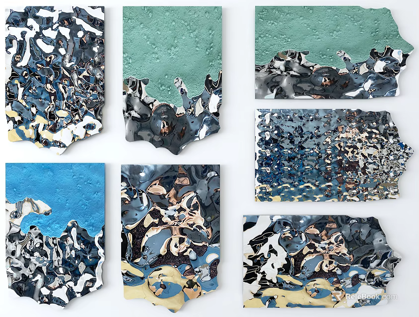 Abstract Art Pieces With Colorful Textures And Various Compositions 3d model 