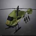 Green Space Exploration Helicopter Model With Rotor Cockpit And Mounted Gear