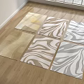 Modern Square Rugs With Various Colors And Wavy Patterns On Wooden Floor