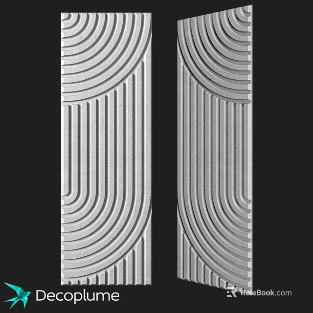 Decorative Structural Components with Curved Geometric Patterns and Vertical Textured Design 3d model 