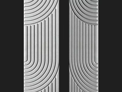 Decorative Structural Components with Curved Geometric Patterns and Vertical Textured Design 3d model