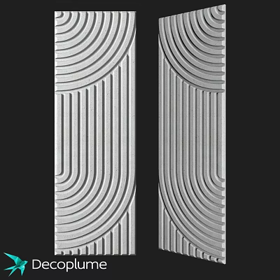 Decorative Structural Components with Curved Geometric Patterns and Vertical Textured Design 3d model