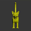 Realistic Black Cat Doll With Colorful Collar Standing On Dark Background