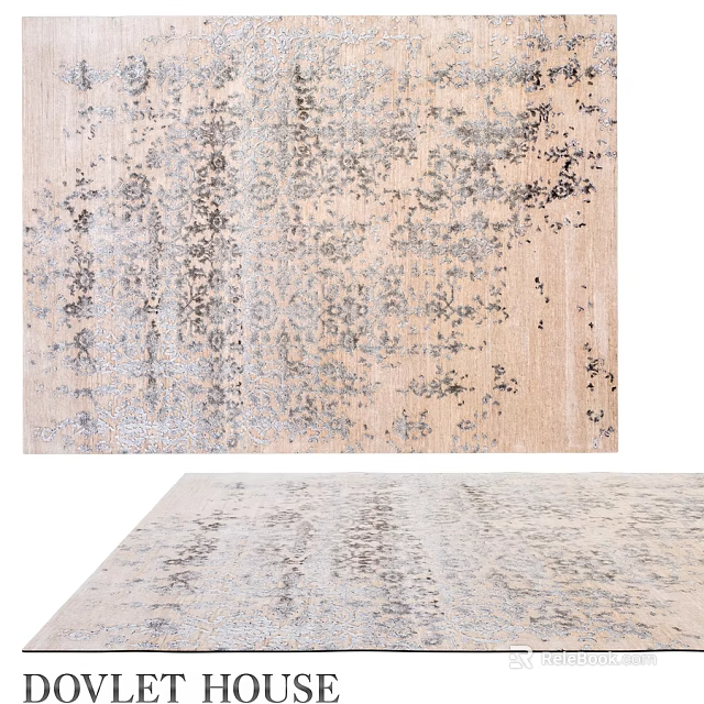 Square Rug With Intricate Pattern In Neutral Tones And Decorative Design 3d model 