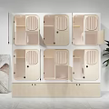 Modern Wooden Display Shelves With Multiple Compartments And Cabinet Doors In Interior