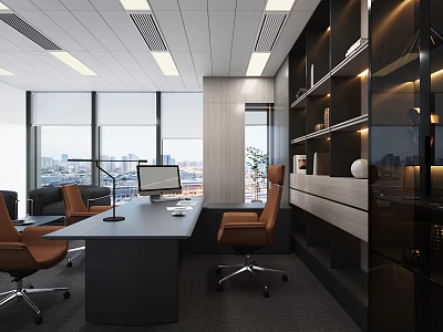 office manager office boss desk chairman's office 3d model