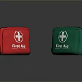 Essential Portable Red And Green First Aid Kits With White Cross Symbol