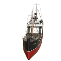 Vintage Warship With Black Red Hull And Multiple Masts