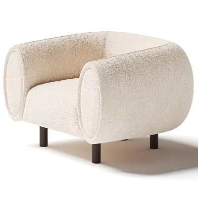 Beige Single Sofa With Curved Soft Armrests And Black Slim Legs Modern Style 3d model