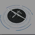 High Tech Electronic Drone Featuring Blue Circular Interface On Dark Background Platform 3d model