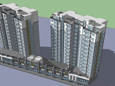 Modern Twin High Rise Residential Buildings 3D Model Exterior Design 3d model