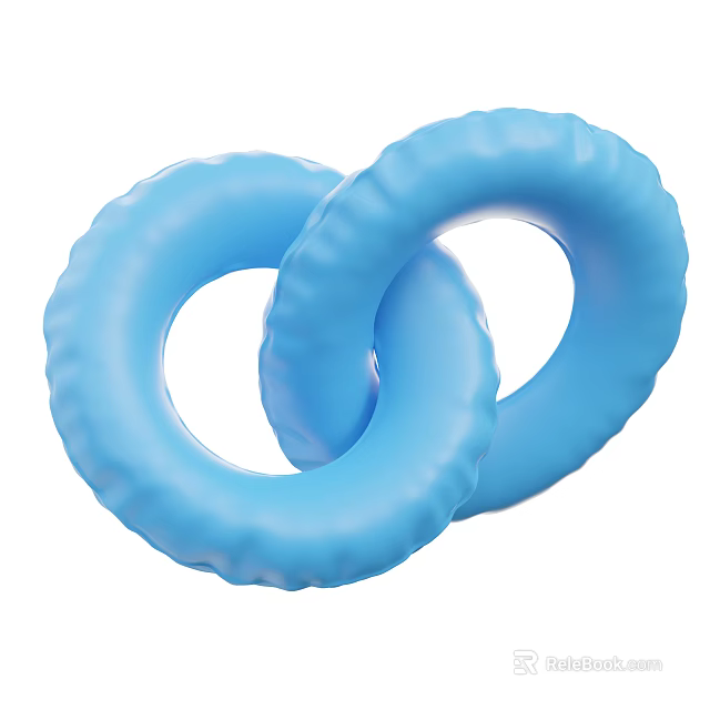 Two Blue Ring Shaped Balloons With Rippled Surface On White Background 3d model 