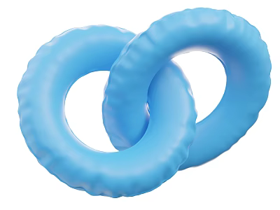 Two Blue Ring Shaped Balloons With Rippled Surface On White Background 3d model