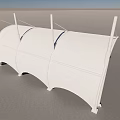 White Modern Sunshade Canopy with Curved Design and Support Structures 3d model