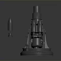 3D Rendered Silver Weapon Model With Cannonball And Mechanical Structure Base