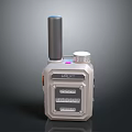 HEL-112 Device Featuring Gray Main Body Top Cylindrical Component Front Display And Grille Openings 3d model