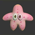 Cute Pink Starfish Plush Toy With Big Eyes And Pink Polka Dots