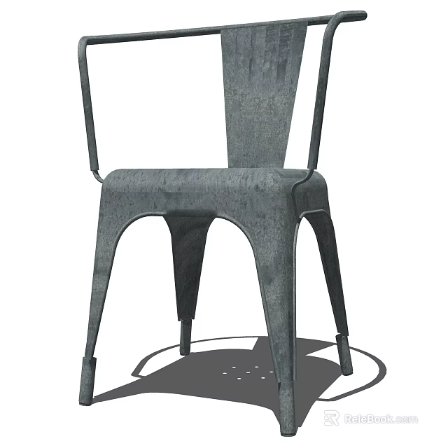 Industrial Vintage Metal Leisure Chair With Distressed Texture And Sturdy Frame 3d model 