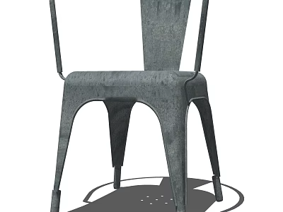 Industrial Vintage Metal Leisure Chair With Distressed Texture And Sturdy Frame 3d model