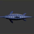 3D Rendered Blue Aquatic Animal With White Spots Pointed Snout Fins And Tail