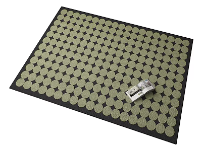 Square Rug With Black Border And Light Colored Dot Pattern Featuring Silver Tool On Top 3d model