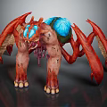 Grotesque Fantasy Monster With Red Limbs Blue Back And Multiple Claws 3d model